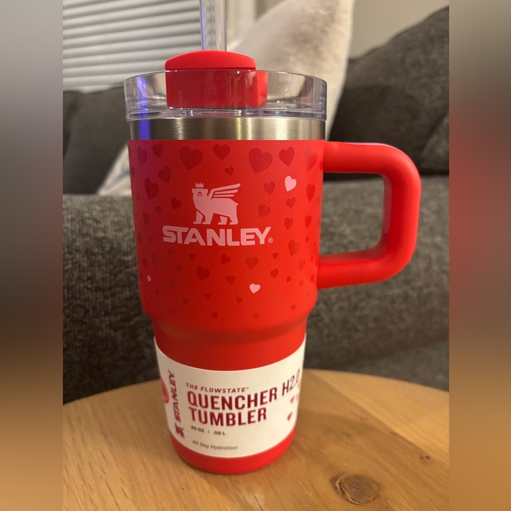 Stanley 20oz Quencher Tumbler Valentine's Day Ruby Hearts NEW